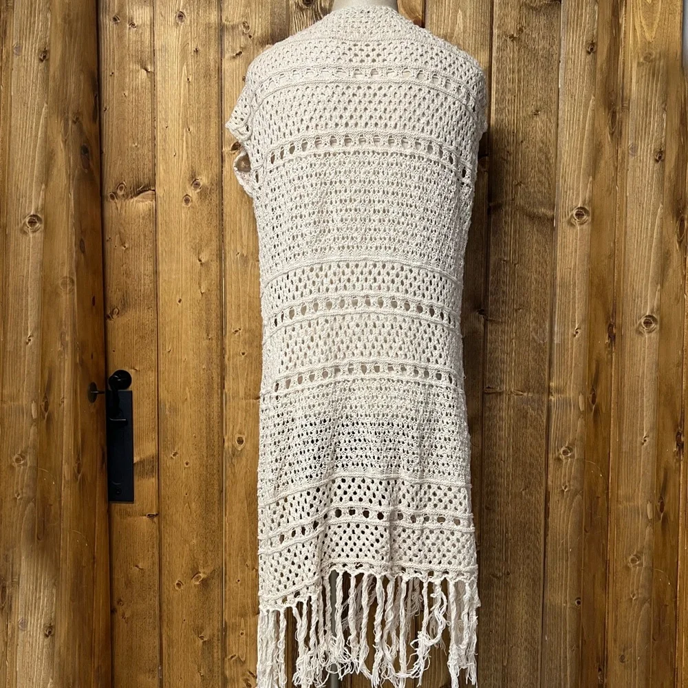 Maurices Small/Medium 100% Cotton Knit Fringe Boho Cardigan - Picture 4 of 7